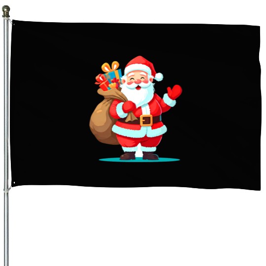Joyful Santa with Gift Sack Design House Flags