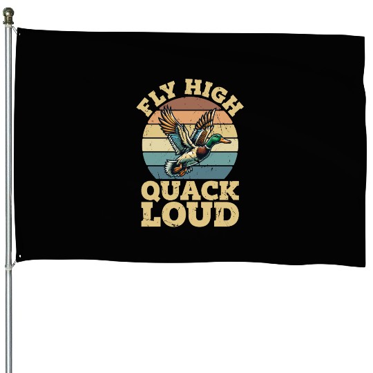 Mallard Duck Fly High Quack Loud Retro Water Bird House Flags