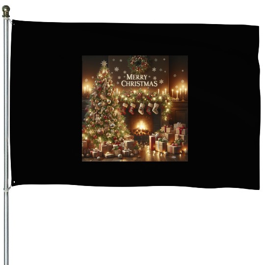 Happy Marry Christmas Design House Flags