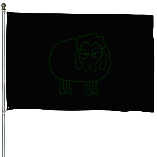 Sheep Tired Bored Look Little Sweet Lamb Bad Mood House Flags