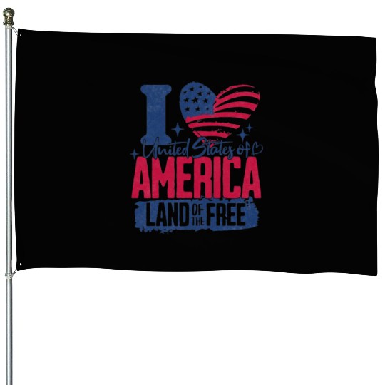 Patriotic "I Love America" House Flags
