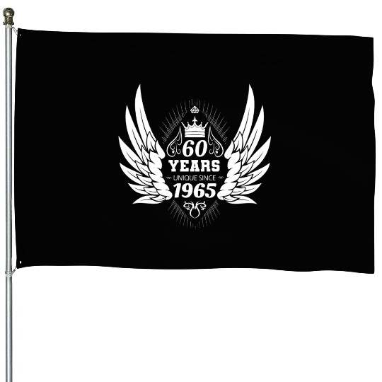 60 Years Unique Angel Wings Crown House Flags