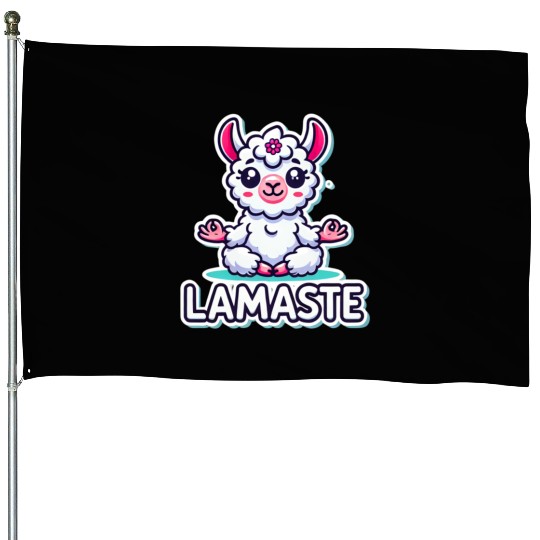 Charming Meditative Llama Yoga Design House Flags