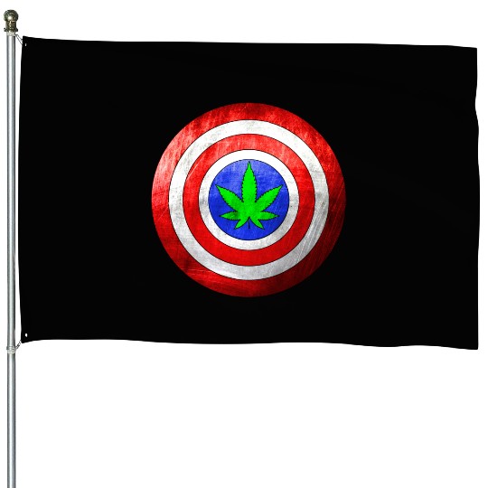 Captain Cannabis Shield Red White Blue and Green House Flags