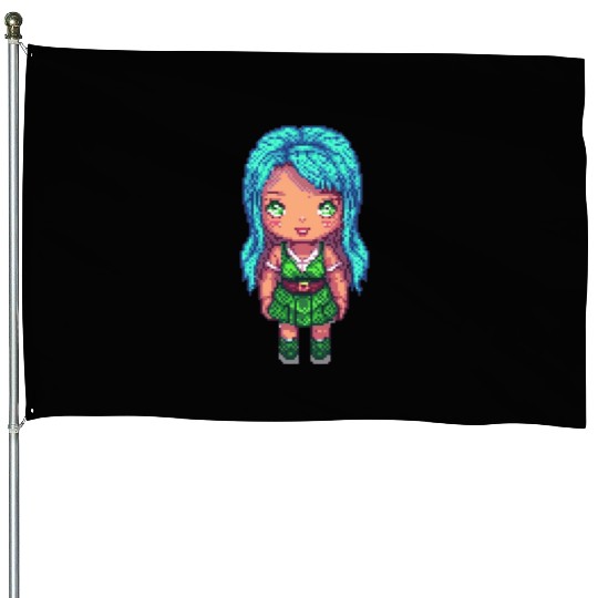 Mystic Emerald Sprite - Pixel Art Design House Flags