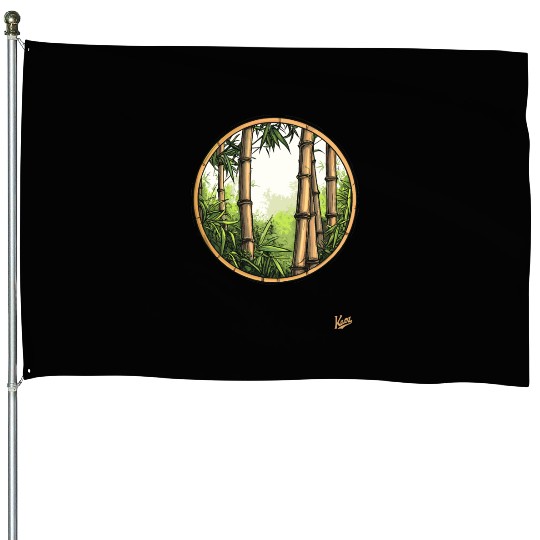 Serene Bamboo Forest House Flags