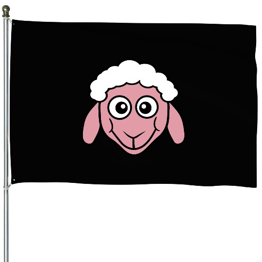 Sheep Face Head Cute Small Baby Lamb Sweet Comic House Flags