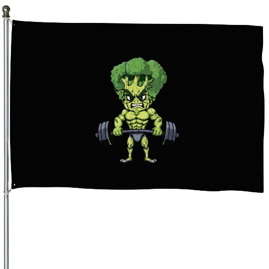 funny broccoli gym bodybuilding House Flags