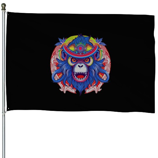 Vibrant Ape House Flags