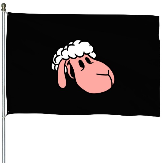 Sheep Face Head Cute Sweet Little Lamb Cool Comic House Flags