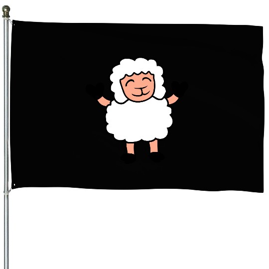 Sheep Baby Standing Cute Cute Lamb Child Happy Fun House Flags