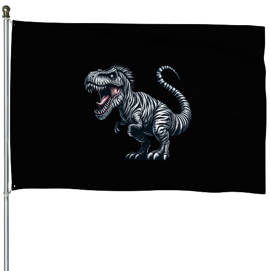 Dino Zebra Fusion Fantasy Creature Quirky House Flags