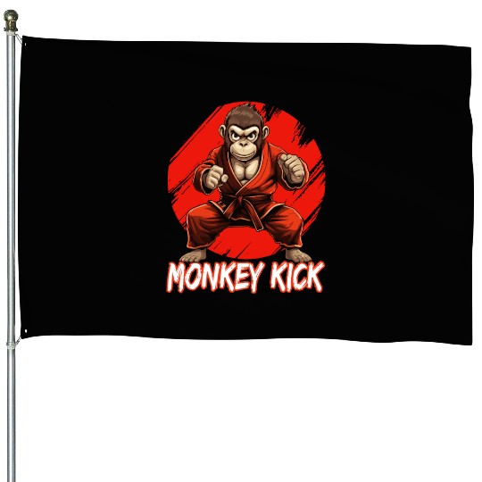 Karate Judo Monkey Chimpanzee Martial arts House Flags