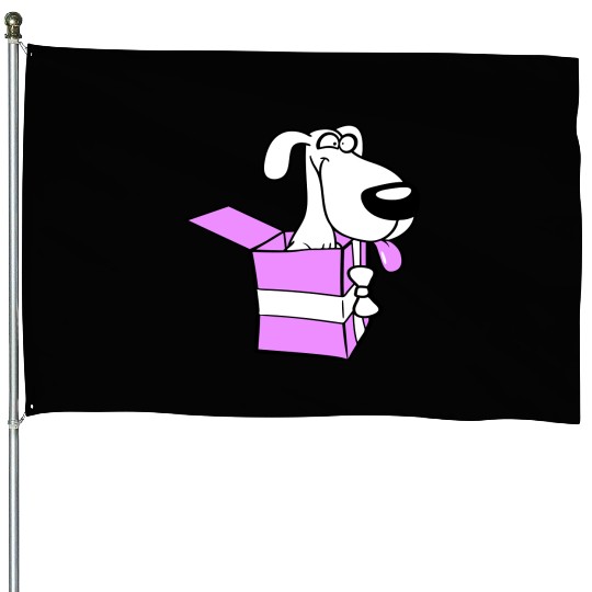 Dog Pet Gift Box Funny Crazy Surprise Fun Puppy House Flags