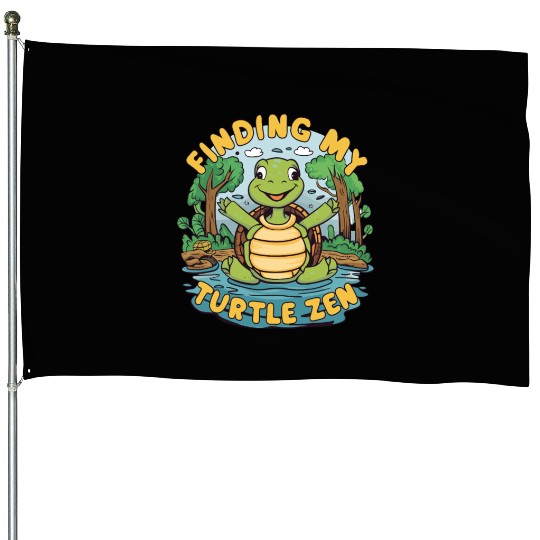 Finding My Turtle Zen Cute Meditation Relaxation House Flags