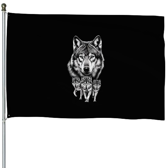 Wolf House Flags, Wolf Lover House Flags, Wolf Moon House Flags, Wol