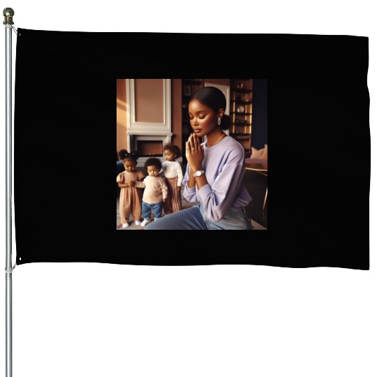 Caramel-skinned African American Woman House Flags