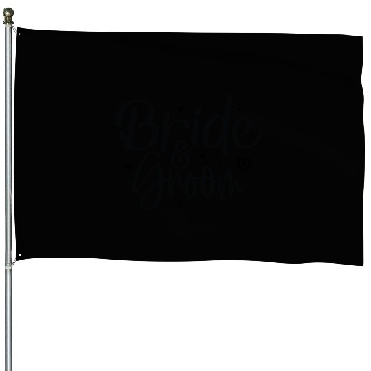 Bride and Groom Elegant Wedding House Flags