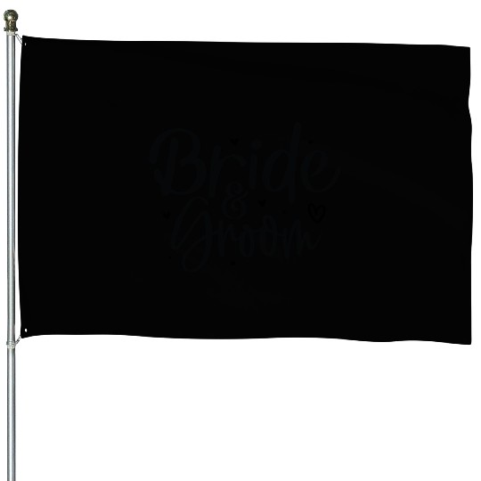 Bride and Groom Elegant Wedding House Flags
