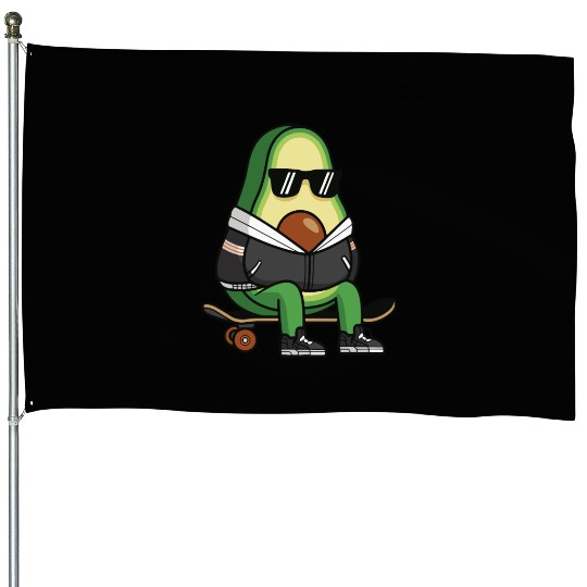 Skater Avocado Skateboard Streetwear House Flags