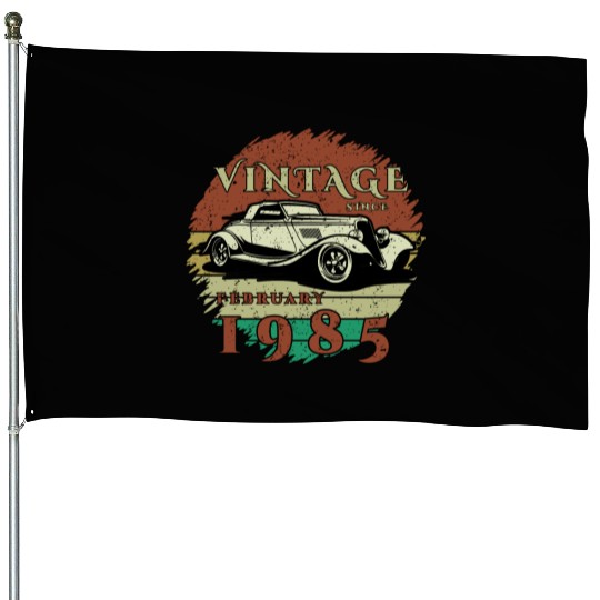 40th birthday Classic Car - Vintage since 02/1985 House Flags