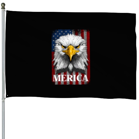 American Flag Patriotic Eagle 4th of July Merica House Flags