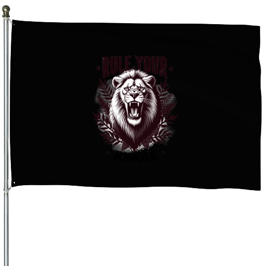 Fierce Lion King Inspirational Design House Flags