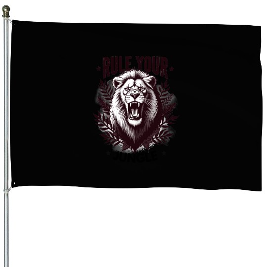 Fierce Lion King Inspirational Design House Flags