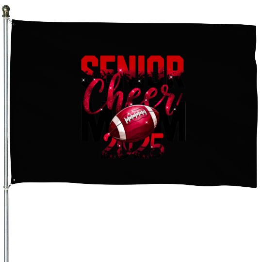 Red Senior Cheer Mom 2025 Football Design Mom Life House Flags