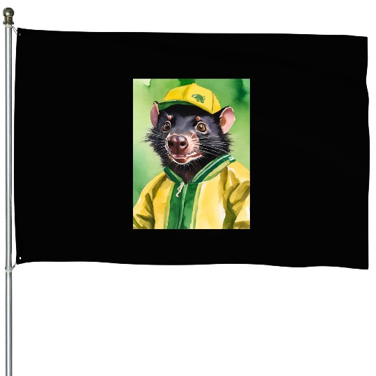 Green and Gold Tassie Devil House Flags