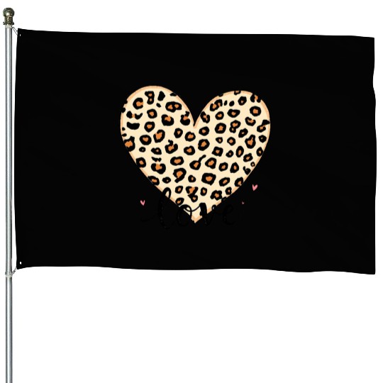 Trendy Vintage Retro Love Cheetah Leopard Print House Flags