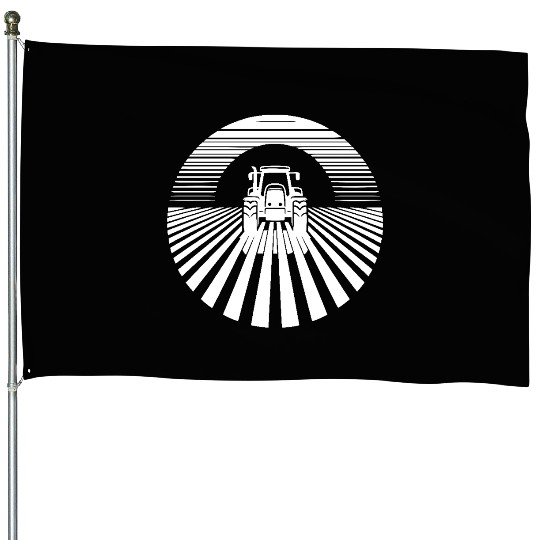 Tractor Logo In The Field At Sunrise House Flags