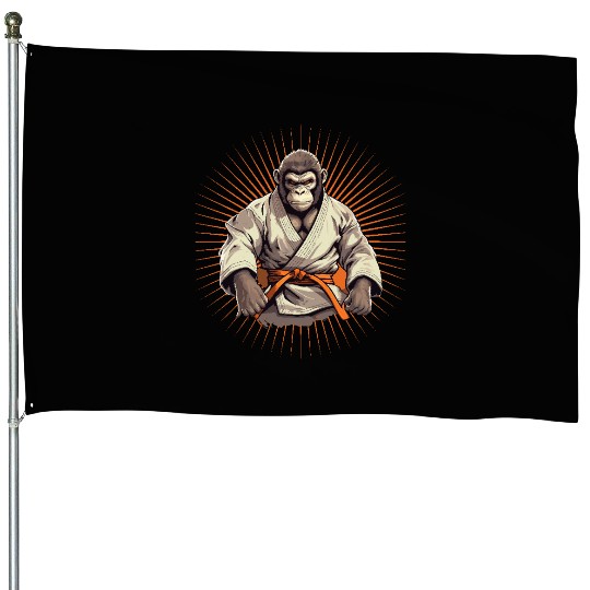 Karate Judo Monkey Chimpanzee Martial arts House Flags