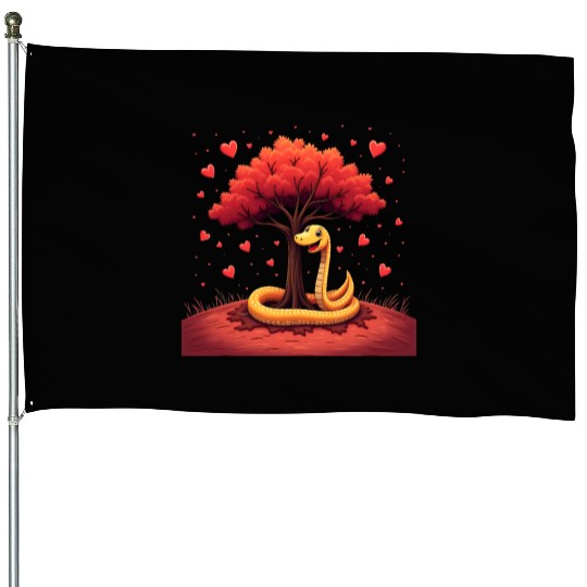 I love my snake heart tree House Flags