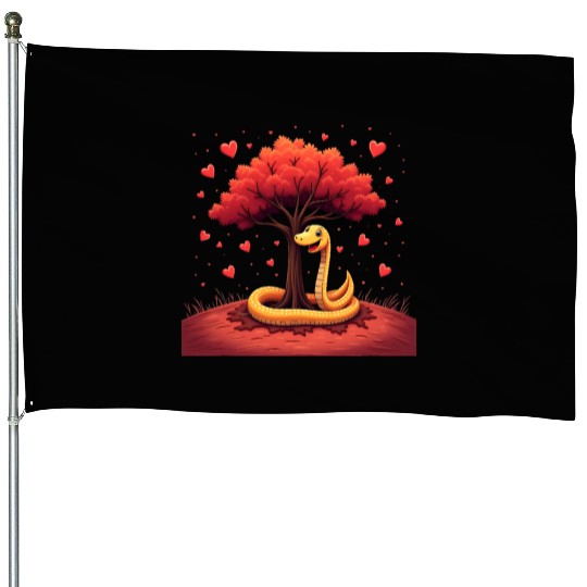 I love my snake heart tree House Flags