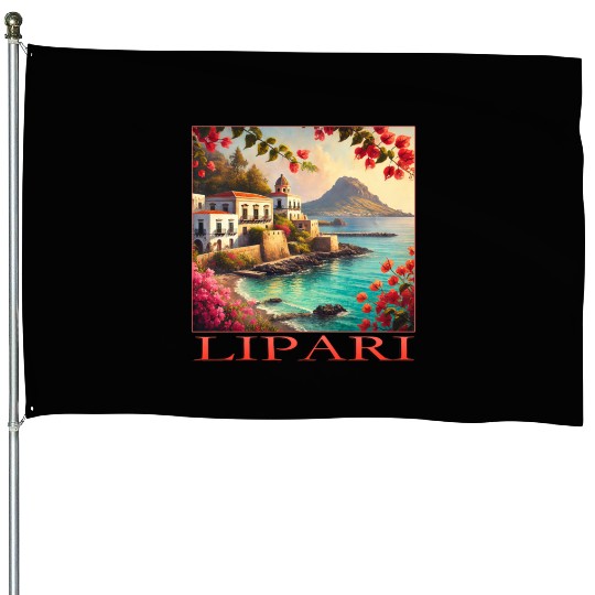 Lipari Volcano Mediterranean Terracotta Vacation House Flags