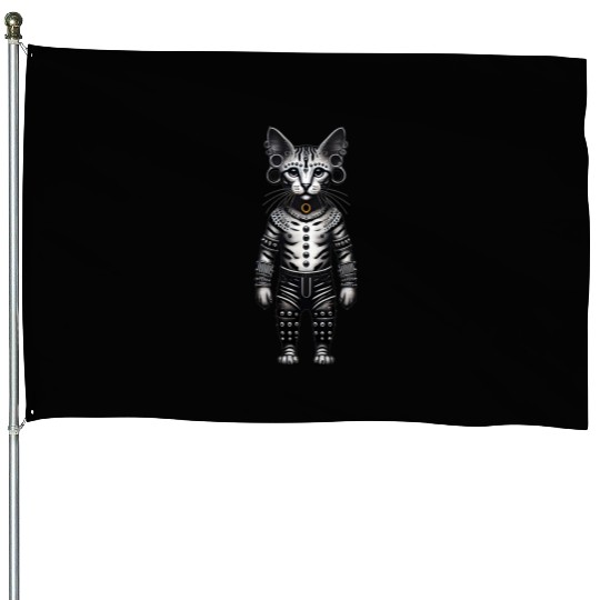 Warrior Cat with Piercings and Spacers House Flags