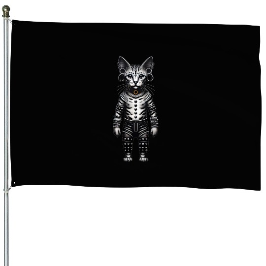 Warrior Cat with Piercings and Spacers House Flags