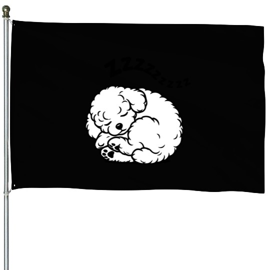 Sleepy Puppy Zzzz - Adorable Bichon Frise House Flags