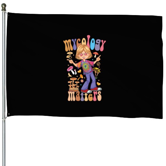 Mushroom Fungi Mycology Matters Funny Hippie style House Flags