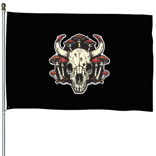 Skull Mushrooms Natural Motif House Flags