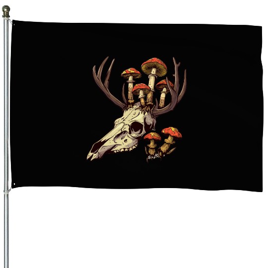 Skull Mushrooms Natural Motif House Flags