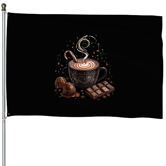 Cozy Hot Chocolate with Sweet Treats House Flags