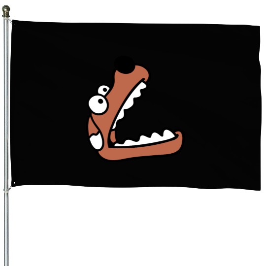 Dog Big Mouth Snout Hunger Looks Up Greedy Eating House Flags