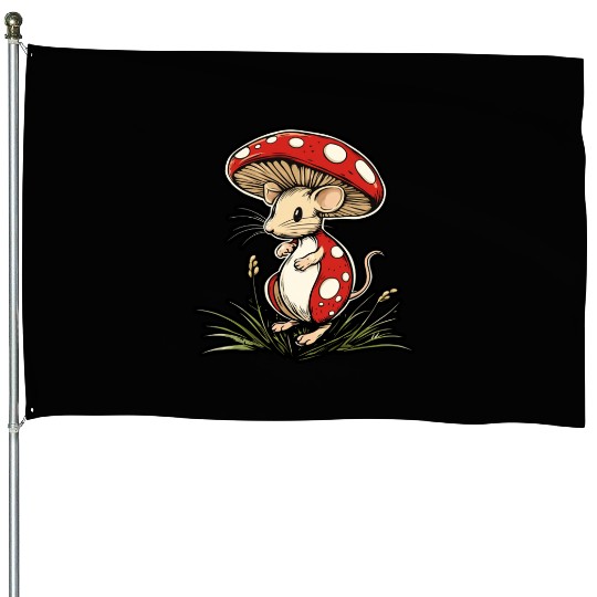 Mushroom Mouse Funny Animal And Mushroom House Flags
