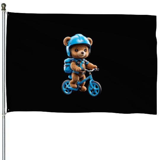 Cycling bear House Flags