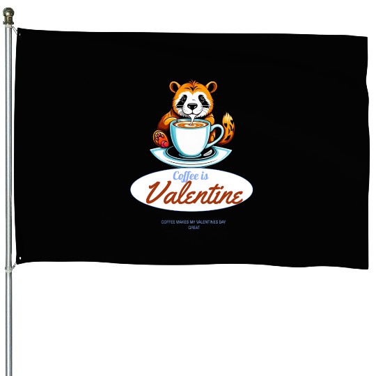 v is for Coffee Is Valentine Cute Animal House Flags