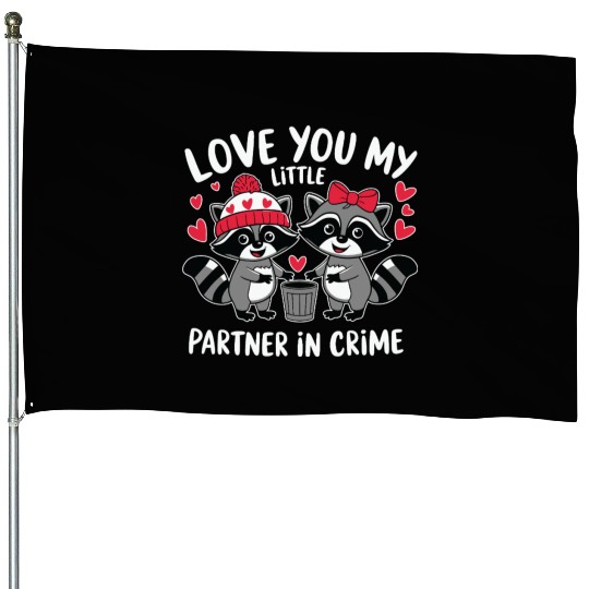 Love Partner in Crime House Flags, Cute Animal House Flags