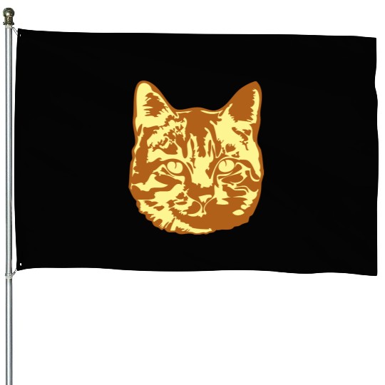 Cat Lover Realistic Pet Face Cute Cool Kitten Head House Flags