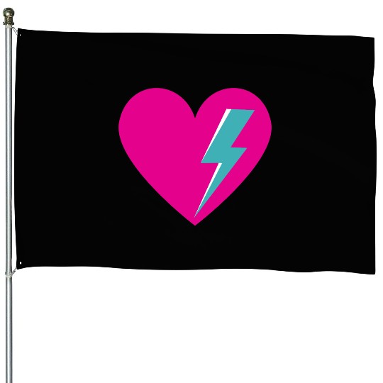 Heart with Lightning Bolt House Flags